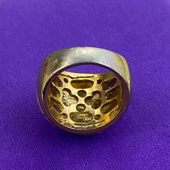 💛 Classic Gold Plated Turquoise Purple Resin & Crystal Ring - Picture 5 of 5